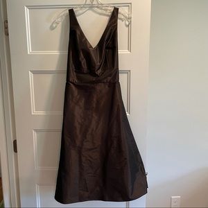 Ann Taylor Brown Formal Satin Twill Dress